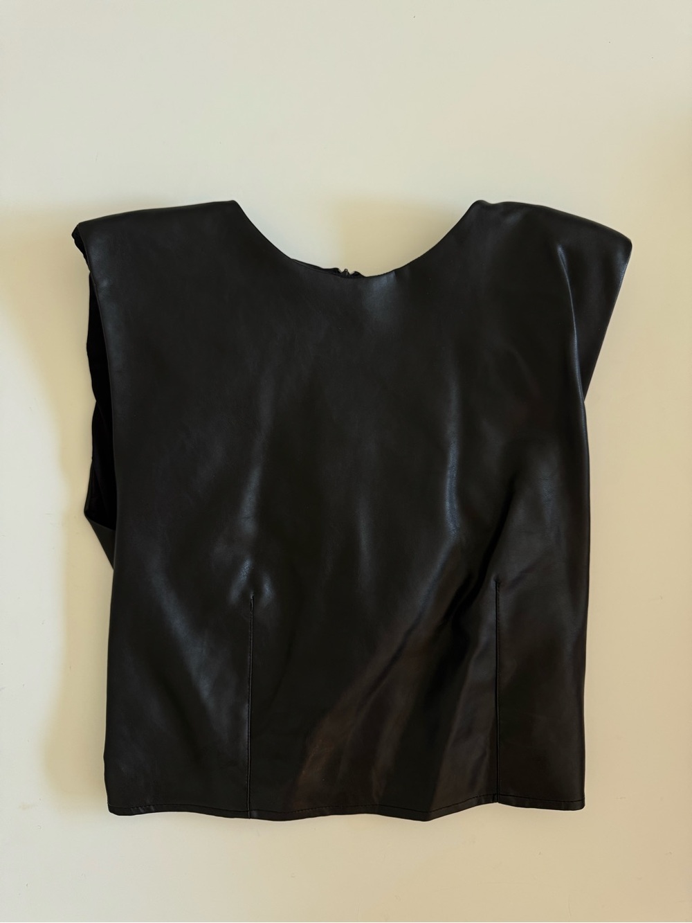 Zara faux leather padded shoulder top